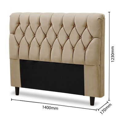 Cabeceira Cama Box Istambul Casal 145cmx126cm Suede Bege Bege