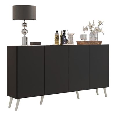 Aparador Buffet 4 Portas Multimóveis V3556 Preto/Branco