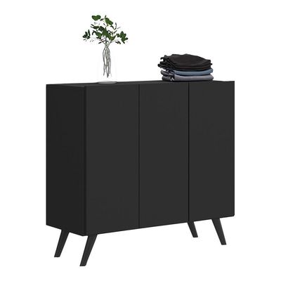 Armário Lavanderia Retrô Com 3 Portas 90 Cm Mp5033 Preto