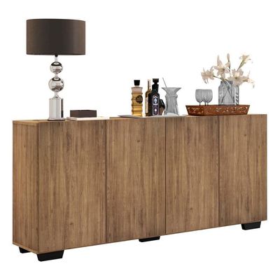 Aparador Buffet 4 Portas Veneza Multimóveis Rustic/preto