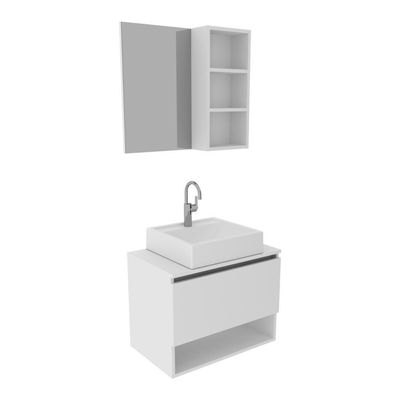 Gabinete De Banheiro + Cuba 60cm Cr10096 Branco Branco