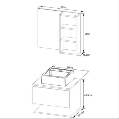 Gabinete De Banheiro + Cuba 60cm Cr10096 Branco Branco