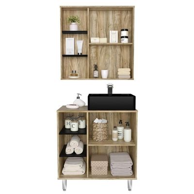 Gabinete Banheiro Cuba E Espelheira 80cm Multimóveis Cr10067