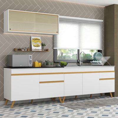 Cozinha Compacta Veneza Gw Mp2077 Armário E Balcão Branca