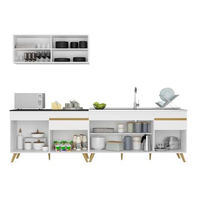 Cozinha Compacta Veneza Gw Mp2077 Armário E Balcão Branca