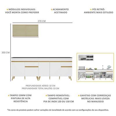Cozinha Compacta Veneza Gw Mp2077 Armário E Balcão Branca