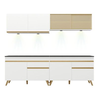 Cozinha Compacta 4 Peças Com Leds Veneza Up Multimóveis