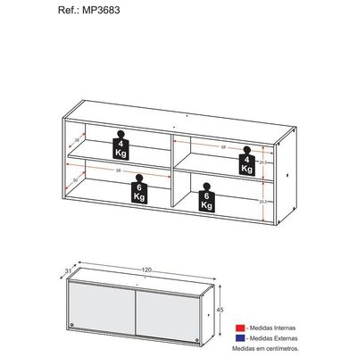 Armário Aéreo Cozinha 120 Cm 2 Portas Vidro Veneza Preto
