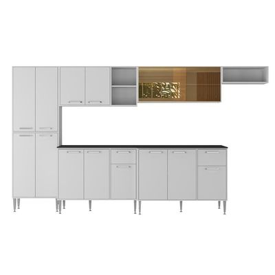 Armário De Cozinha Completa 6 Pçs Com Balcão Gabinete Siena Multimóveis Mp2243 Branco