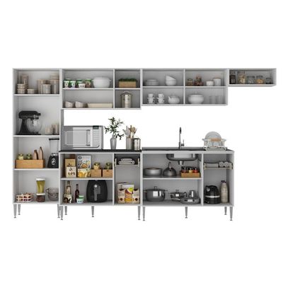 Armário De Cozinha Completa 6 Pçs Com Balcão Gabinete Siena Multimóveis Mp2243 Branco