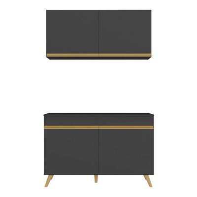 Cozinha Compacta 2pçs+Armário E Balcão Mp3748 Preta