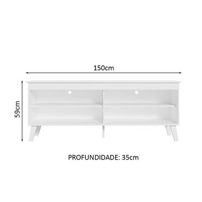 Rack P/Tv Até 65 Polegadas Com Pés Branco Turim Madesa