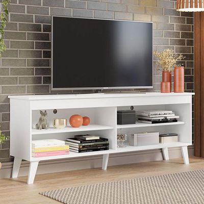 Rack P/Tv Até 65 Polegadas Com Pés Branco Turim Madesa