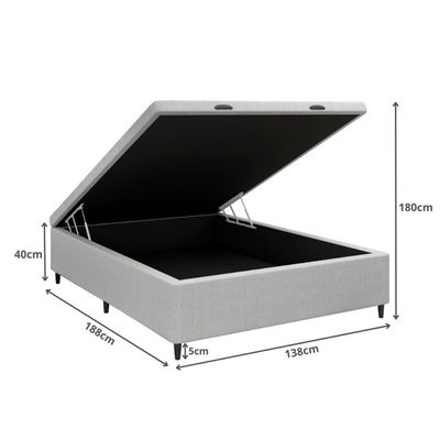Base Cama Box Baú Casal Para Colchão 138x188cm Multimóveis Cr35239 Cinza