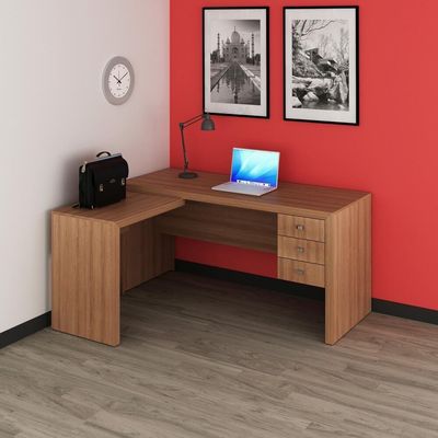 Mesa Escritório De Canto Multimóveis Vcr25016 Amêndoa