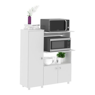 Balcão Multiuso Para Forno E Micro-ondas Com 3 Portas Multimóveis Cr20341 Branco