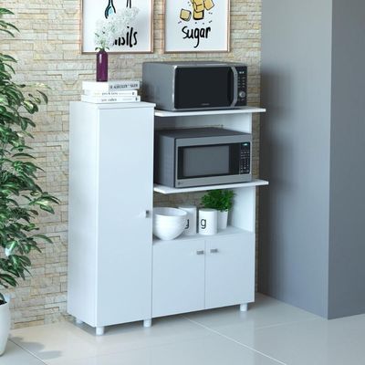 Balcão Multiuso Para Forno E Micro-ondas Com 3 Portas Multimóveis Cr20341 Branco