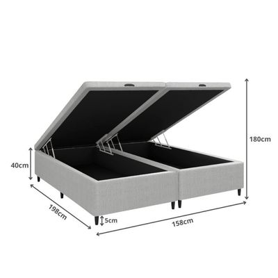 Base Cama Box Baú Queen Para Colchão 158x188cm Multimóveis Cr35238 Cinza