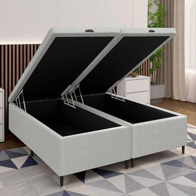 Base Cama Box Baú Queen Para Colchão 158x188cm Multimóveis Cr35238 Cinza