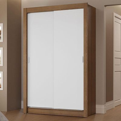 Guarda-roupa Solteiro 2Portas Correr 2 Gavetas Rustic/branco