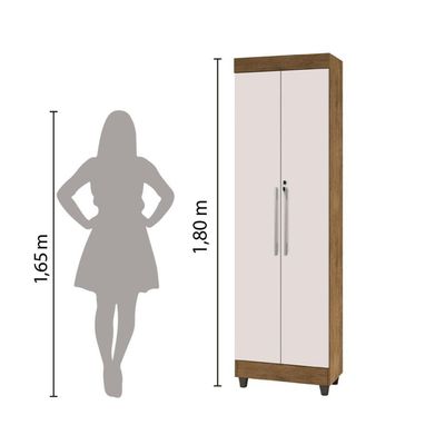 Armário Multiuso Lavanderia Com Chave 2 Portas 1,80m Texas Jequitibá / Off White J&a Jequajequitibá/