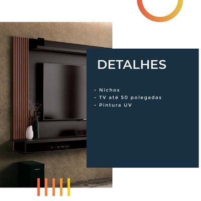 Painel TV Até 50" Dijon Ripado Preto