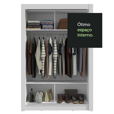 Guarda-roupa Solteiro 2 Portas Correr Espelho Branco/rustic