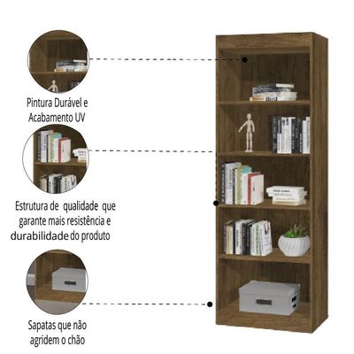 Estante Livreiro Multi 4 Prateleiras 1,71m Office Jequitibá J&a Jequitibá