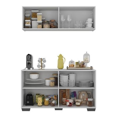 Conjunto Cantinho Do Café Armário E Aparador 4 Portas Multimóveis Mp1085 Branco/preto Branco/preto