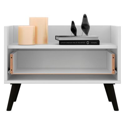 Gabinete Armário Banheiro 60 Cm com Pés Retrô Branco Preto