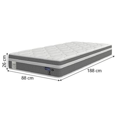 Cama Box Baú Colchão Solteiro Molas Ensacadas Euro In Up 88x188x67cm Cinza - Branco Probel Cinza