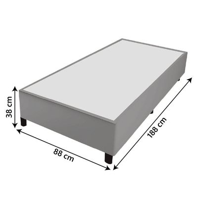 Cama Box Solteiro 0,88m Com 38cm De Altura Suede Prince Cinza Cinza
