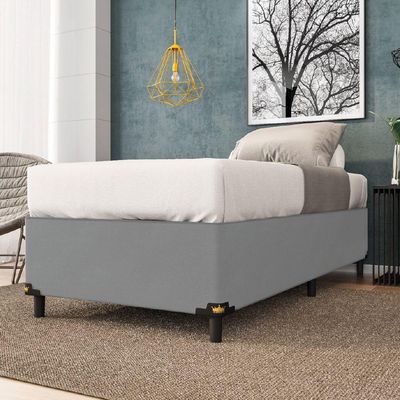 Cama Box Solteiro 0,88m Com 38cm De Altura Suede Prince Cinza Cinza