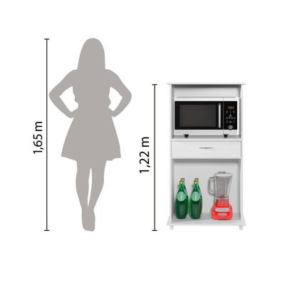 Armário Balcão Para Cozinha Multiuso Notavel Nt 3070 2 Portas 1 Gaveta Branco Branco