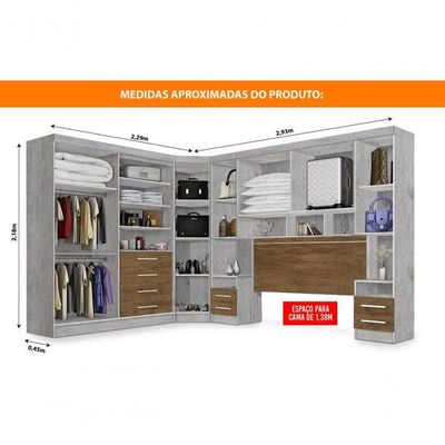 Dormitório Modulado Georgia Ja Avelã / Jequitibá P/ 1,38m Avelã / Jequitibá