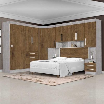 Dormitório Modulado Georgia Ja Avelã / Jequitibá P/ 1,38m Avelã / Jequitibá