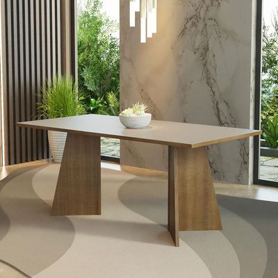 Mesa Jantar Retangular Tampo Madeira Rustic-Crema