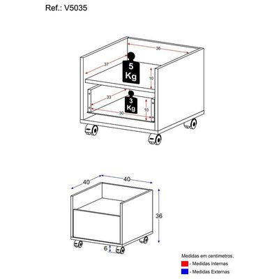 Gabinete Armário Banheiro 40Cm Com Rodízios MultimóveisV5035