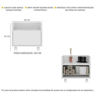 Gabinete Armário Banheiro 40Cm Com Rodízios MultimóveisV5035