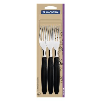 Garfos De Mesa Tramontina Ipanema Com Laminas Em Aço Inox E Cabos De Polipropileno Preto 3 Peças