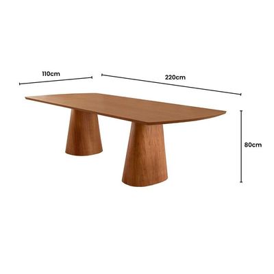 Conjunto Mesa Noronha 220cm Madeira Com 8 Cadeiras Zoe Cinamomo Imbuia/preta
