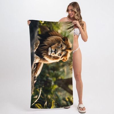 Toalha De Praia Glamorous Lion  criativas e clássicas