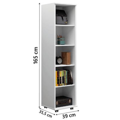 Armário Multiuso Para Escritório Com Chave E Rodízios 1 Porta Lune Branco J&a Branco