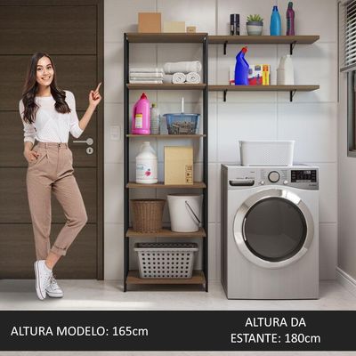Estante Multiuso 139cm Rustic/Preto Madesa
