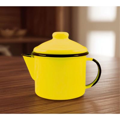 Bule para chá 10 Esmaltado Amarelo 600 ml - Ewel
