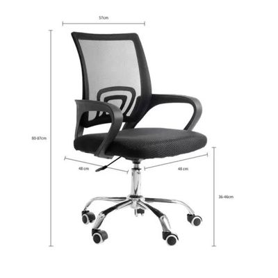 Kit 6 Cadeiras De Rodízios Escritório Home Office Telinha Preto