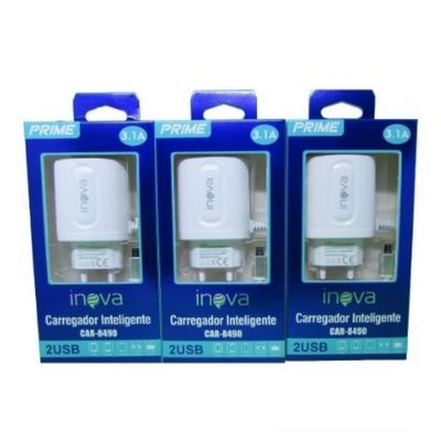 Carregador Inteligente V8 2 USB 3.1A CAR-8490 Branco
