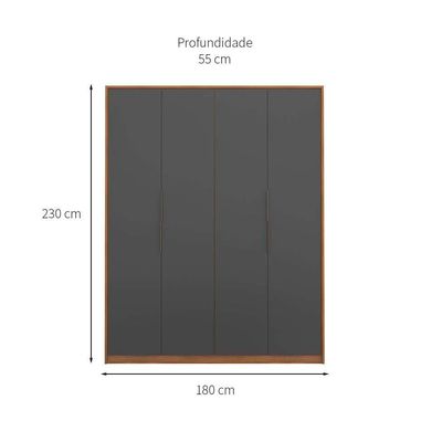 Guarda-Roupa Casal Attore 4 PT 3 GV Amendola e Grafito
