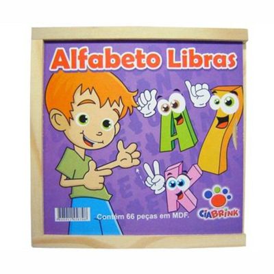 Alfabeto Libras em Madeira - 66 peças - Ciabrink