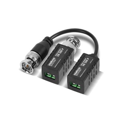 Kit 04 Balun Passivo Transmissor De Vídeo Cftv 4K Com Borne Intelbras VB 500 P Acessório Conector Para Câmeras De Segurança